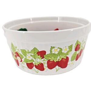 Vintage Action Strawberry Bakeware Stoneware Ramekin Bowl Dish 8" Japan